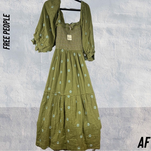 FREE PEOPLE DAHLIA MAXI DRESS IN MOSSTONE COMBO NWT XL - Picture 6 of 12